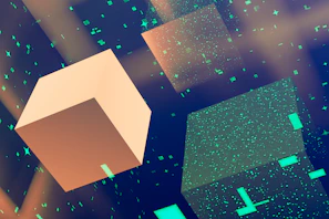 A computer generated image of a cube and a cross
