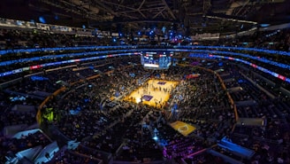 A view of a basketball court from above