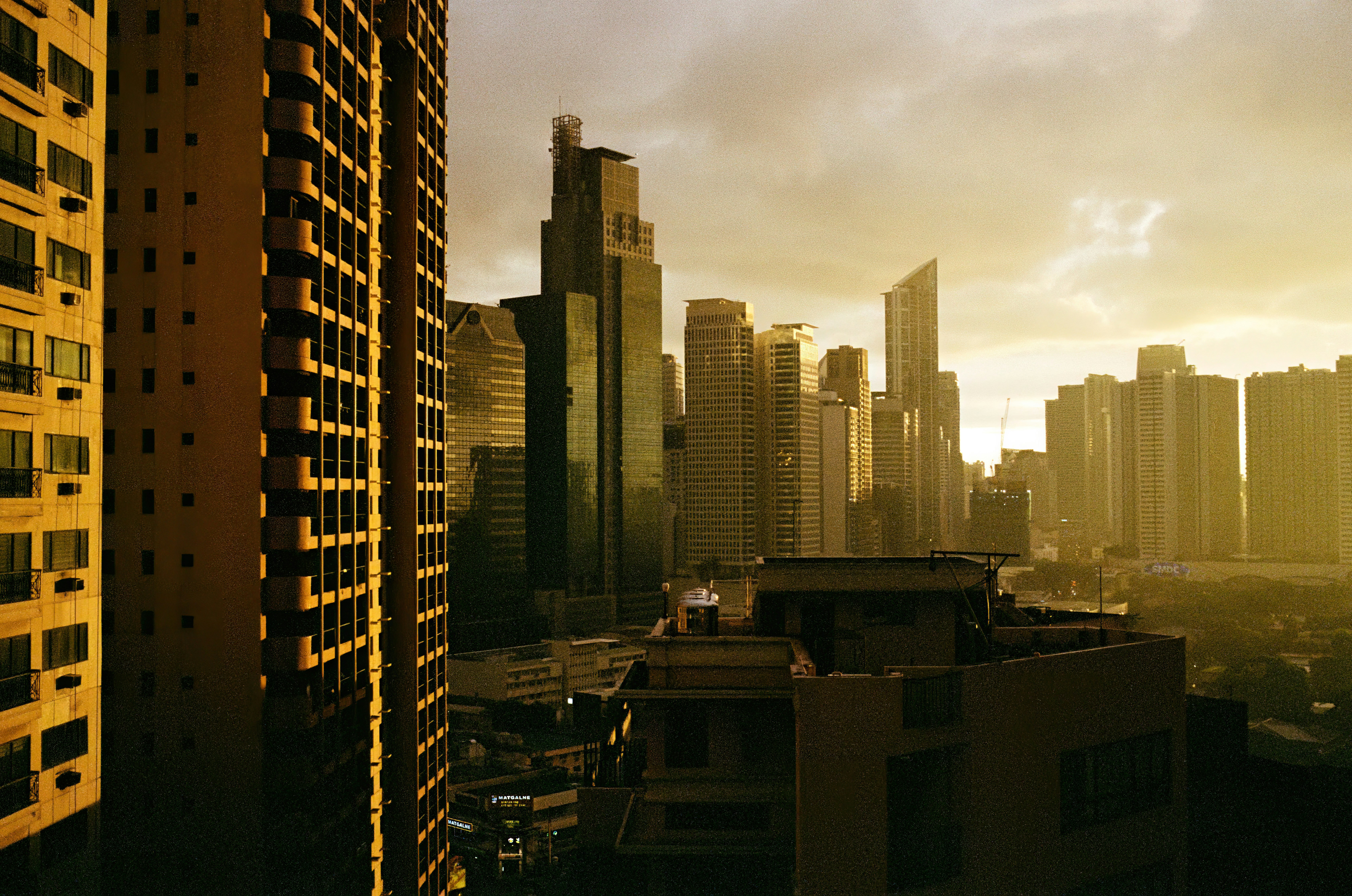 A view of a city from a high rise building