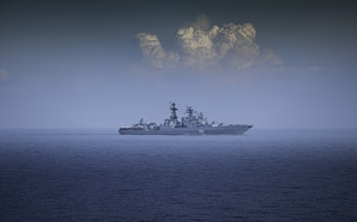 A large ship in the middle of the ocean
