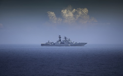 A large ship in the middle of the ocean