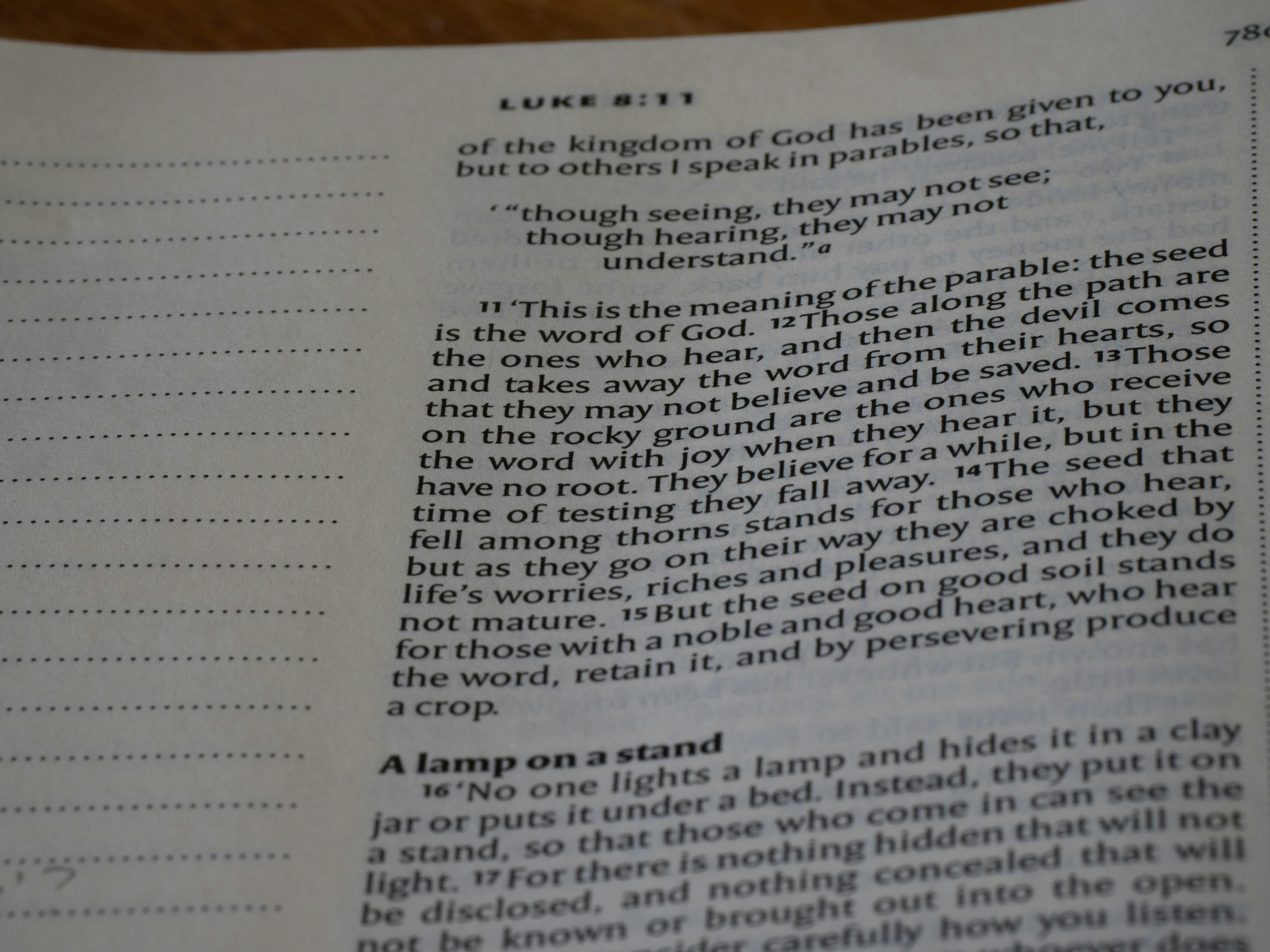 close up, bokeh, bible, new testament, christian, history, text, reading, bible study, devotions, christianity, scripture, Gospel of Luke, Luke, Synoptic Gospel, Gospel,
