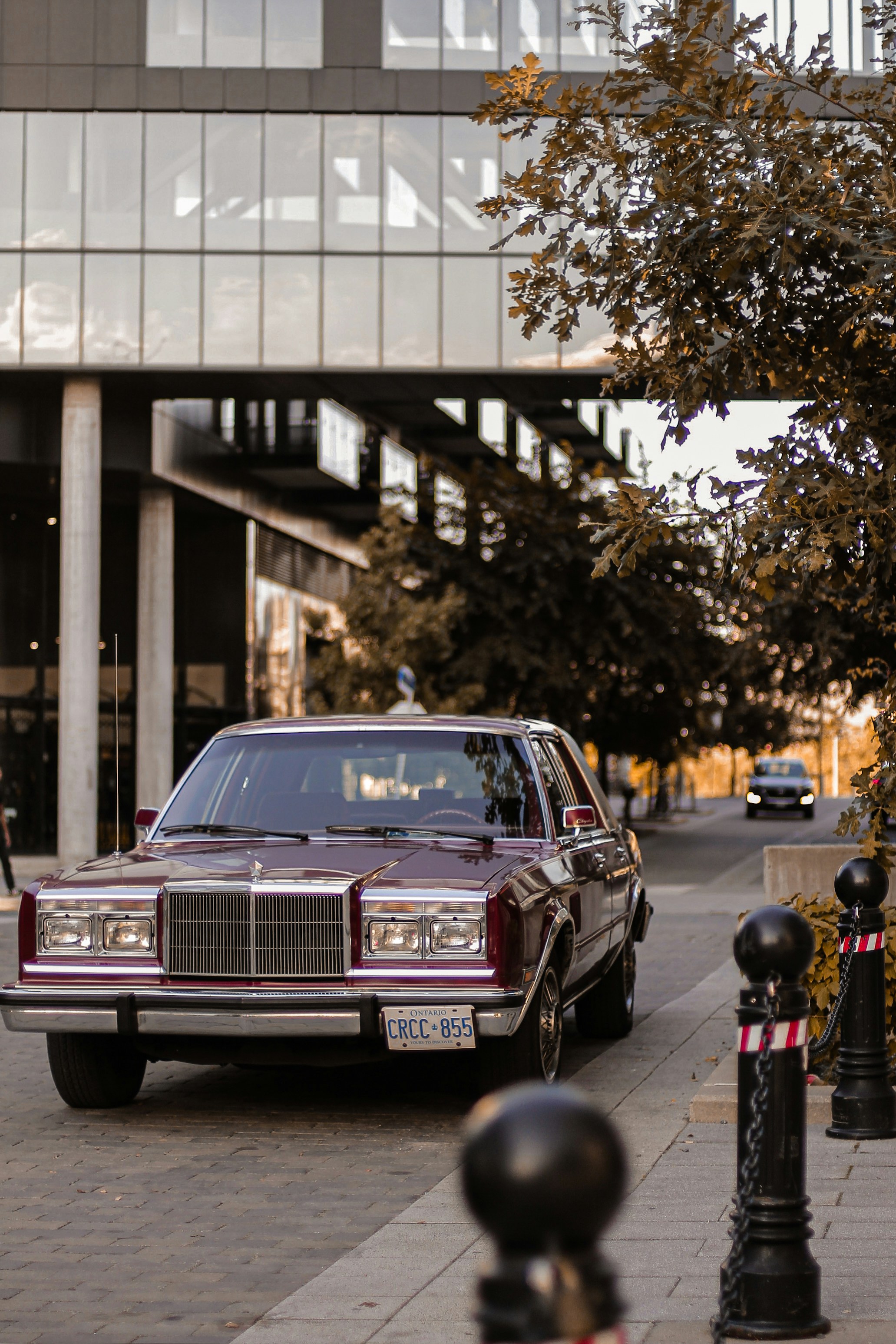 A car is parked on the side of the road