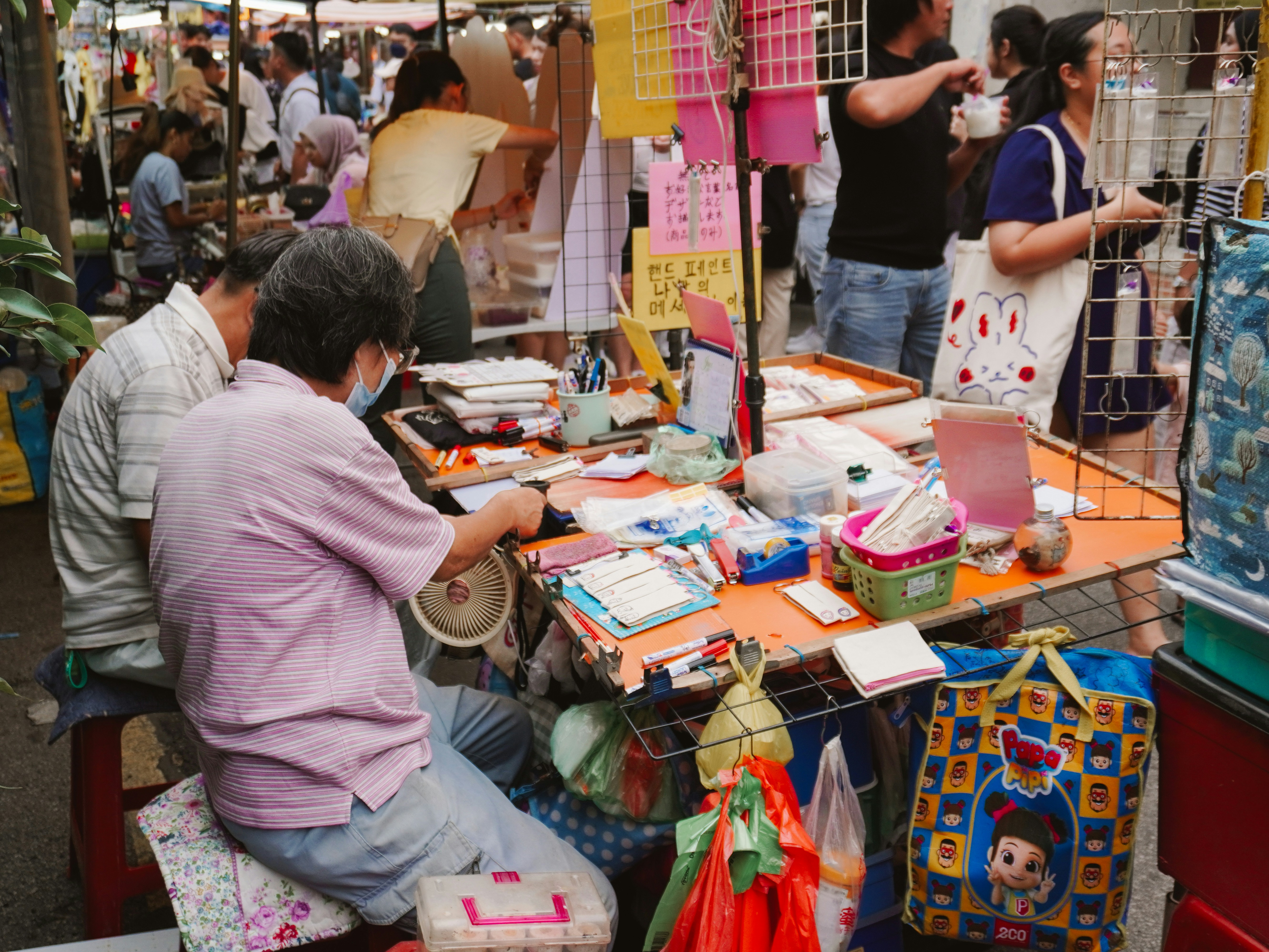 Customer at craft table