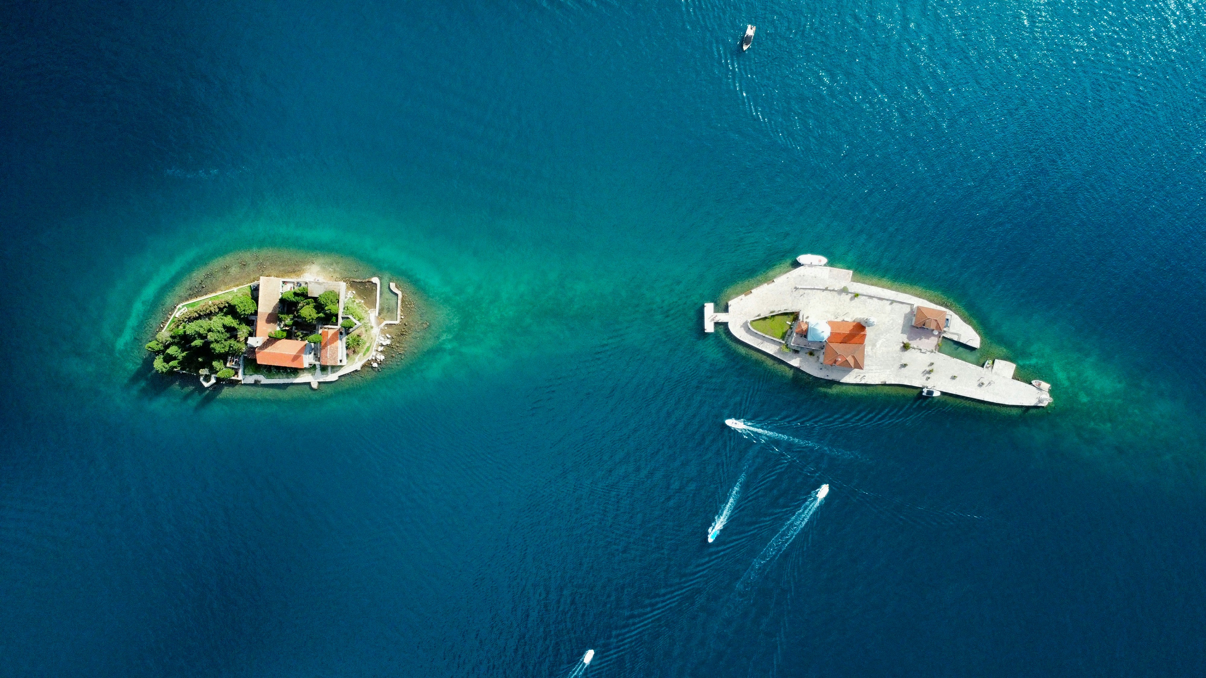 An aerial view of a small island in the middle of the ocean