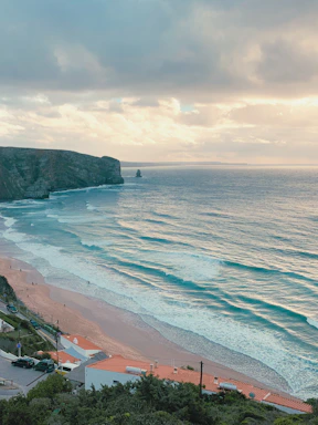 A view of a beach from a high point of view