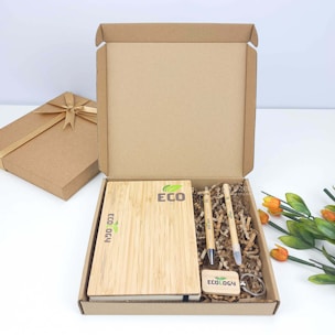 A box with a knife, chopsticks and a box with a notepad