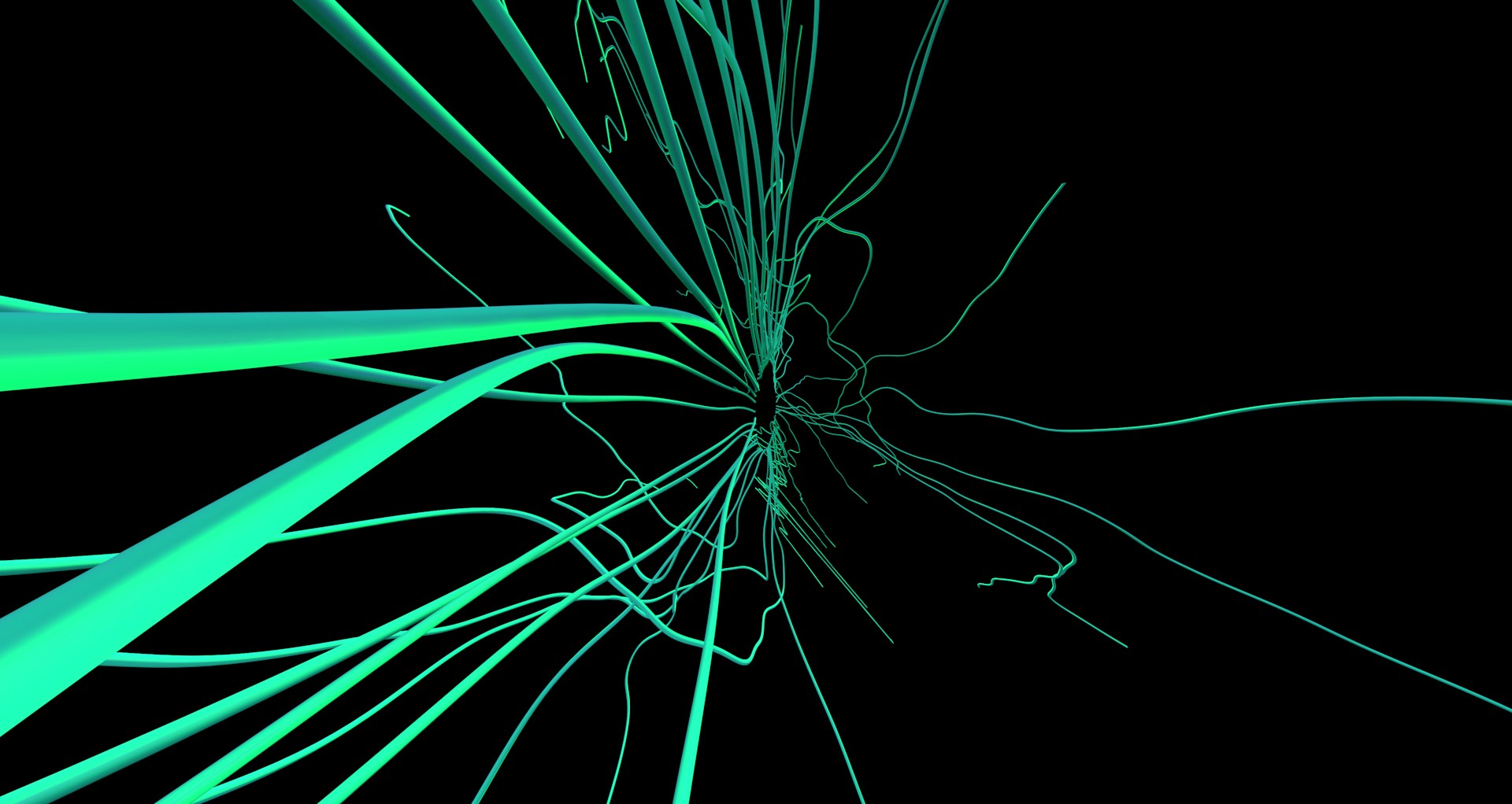 A close up of a green flower on a black background