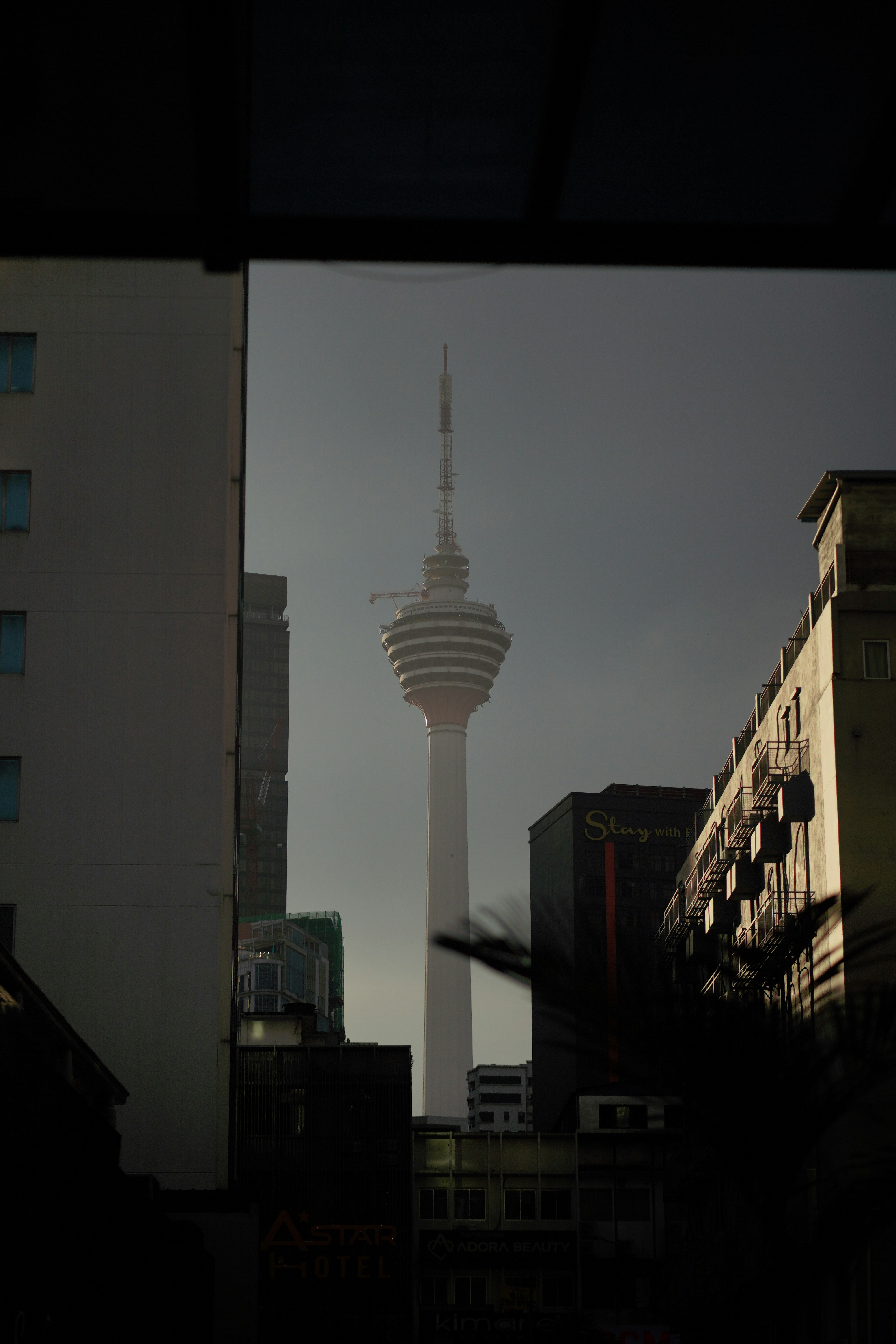 A view of a tall tower in the distance