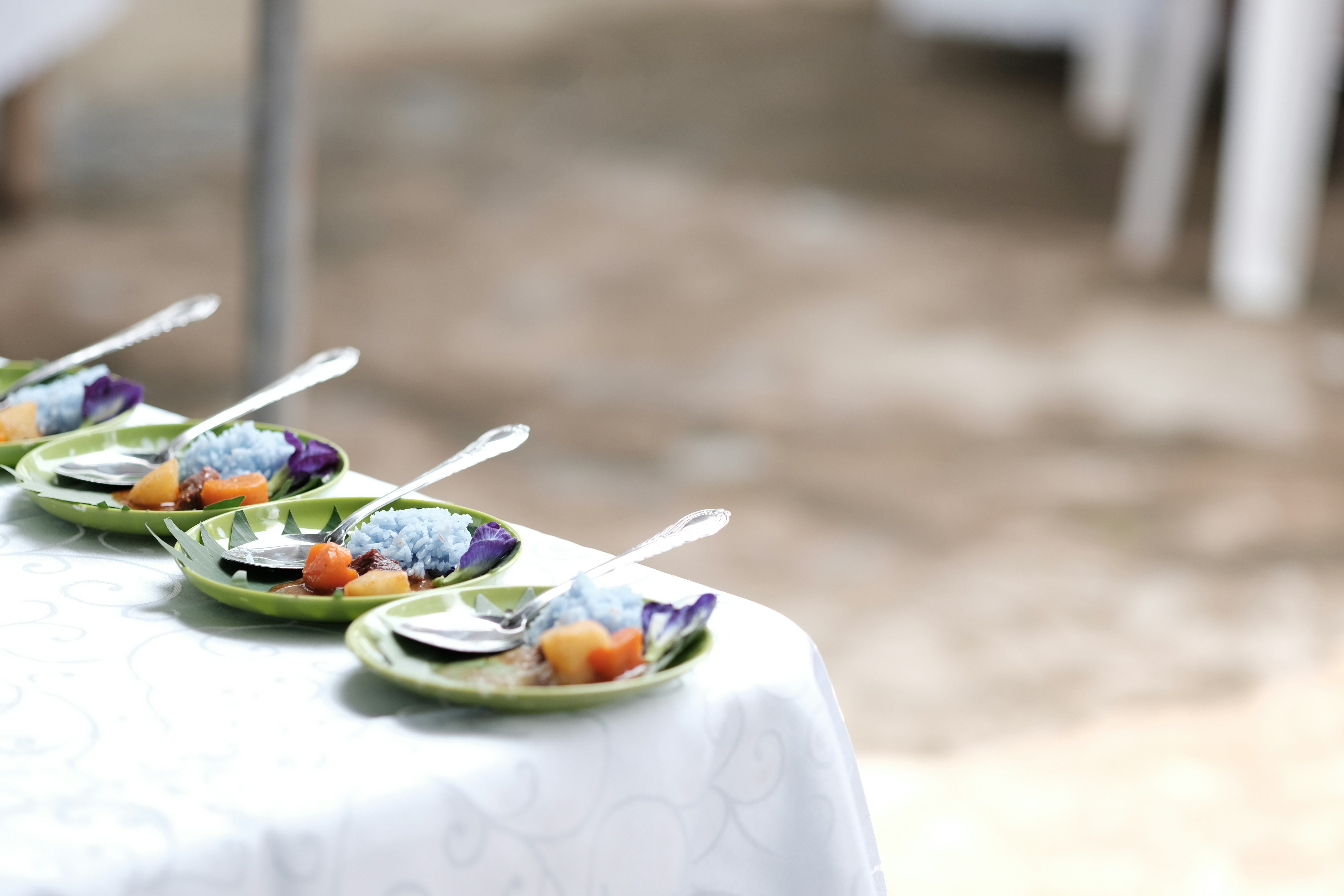 Samples are waiting to be consumed at a cooking event in Laos