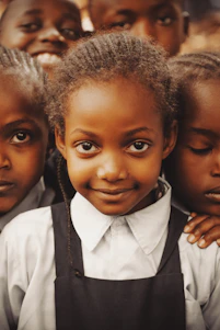 A group of young children standing next to each other