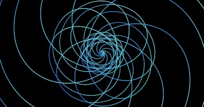 A spiral of blue lines on a black background