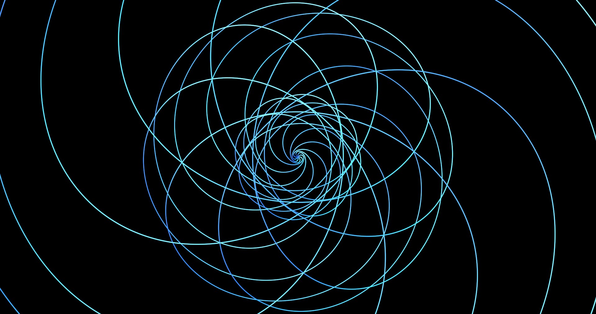 A spiral of blue lines on a black background