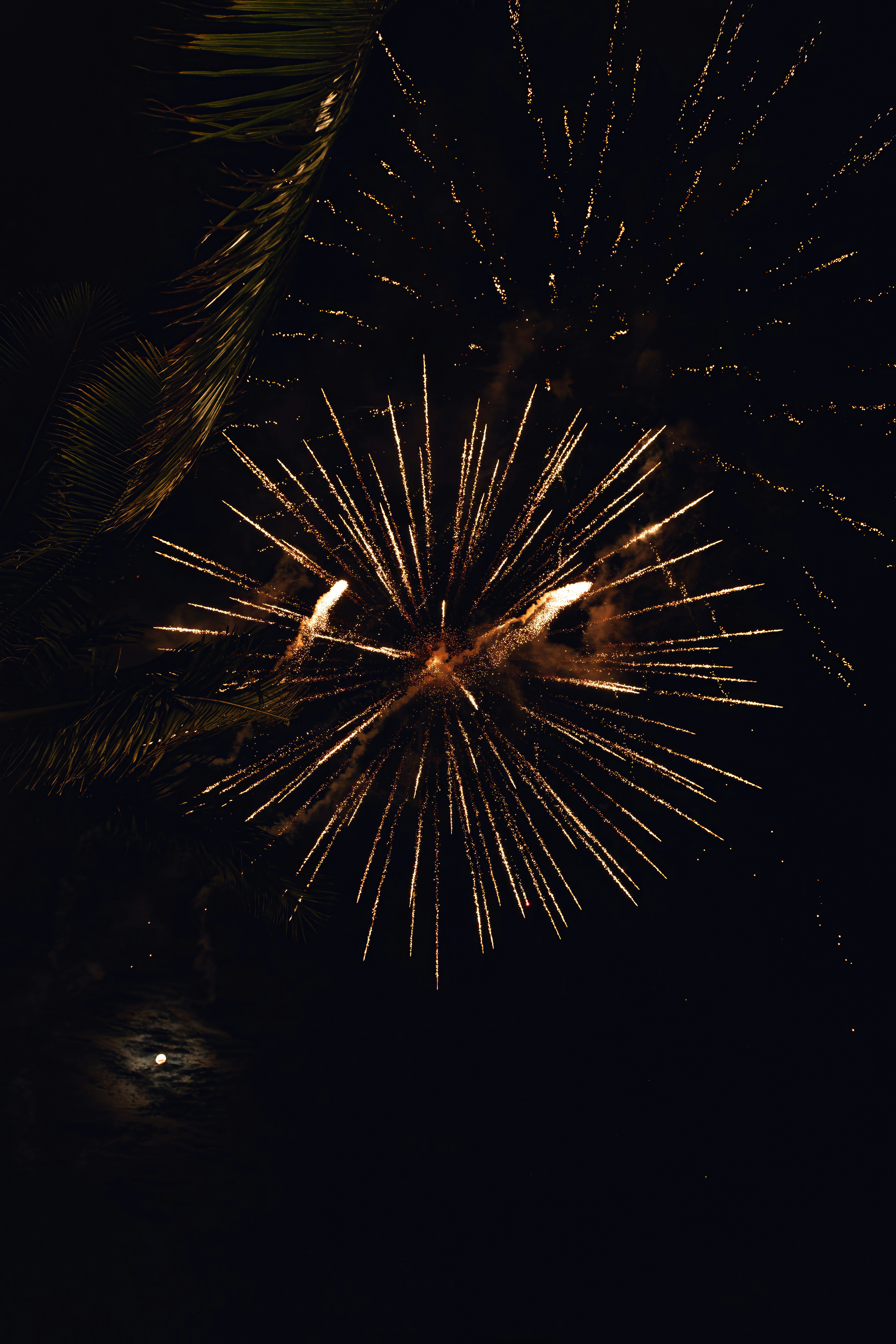 Ein großes Feuerwerk wird am Nachthimmel entzündet