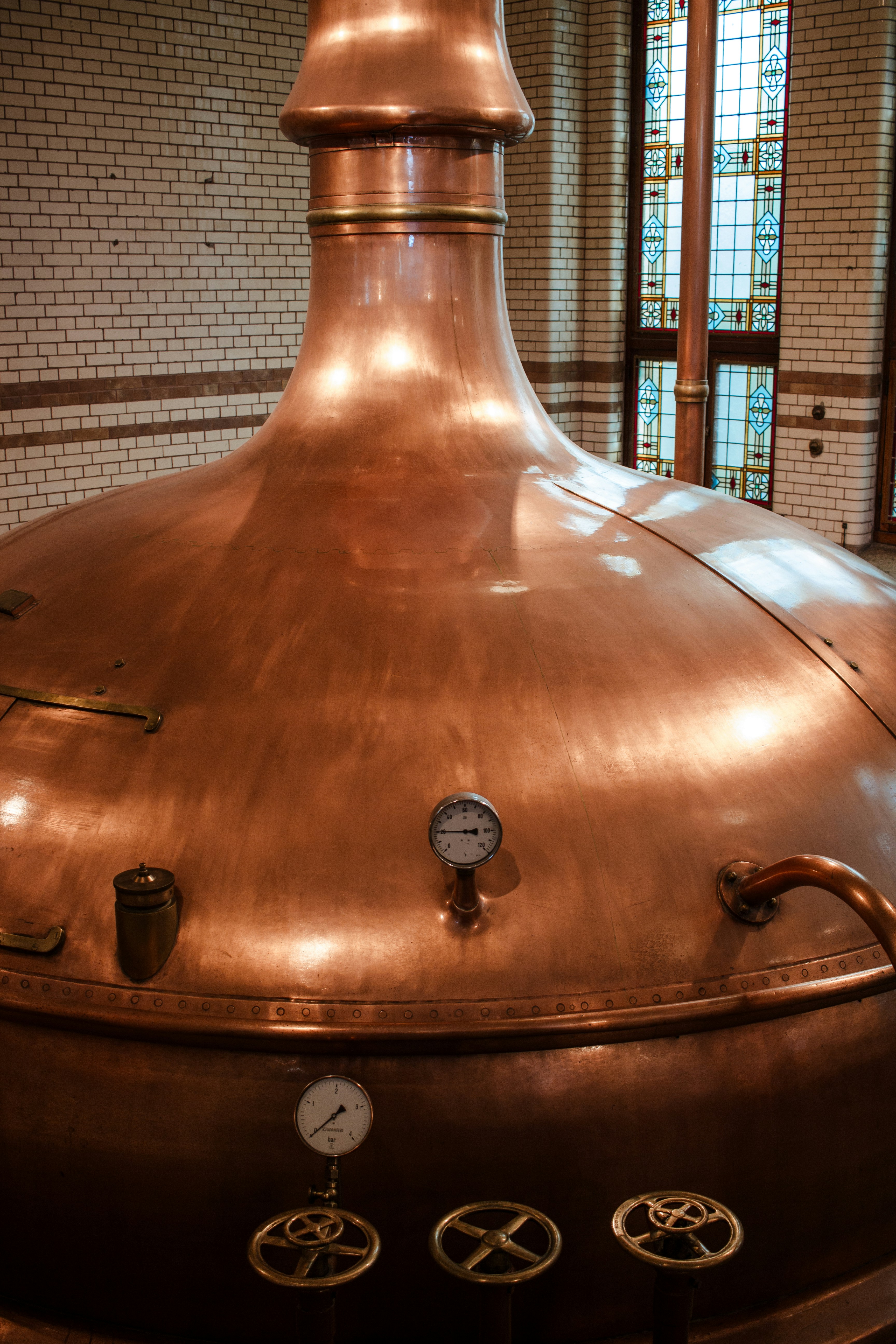 Brewery history - Large historic copper kettles
