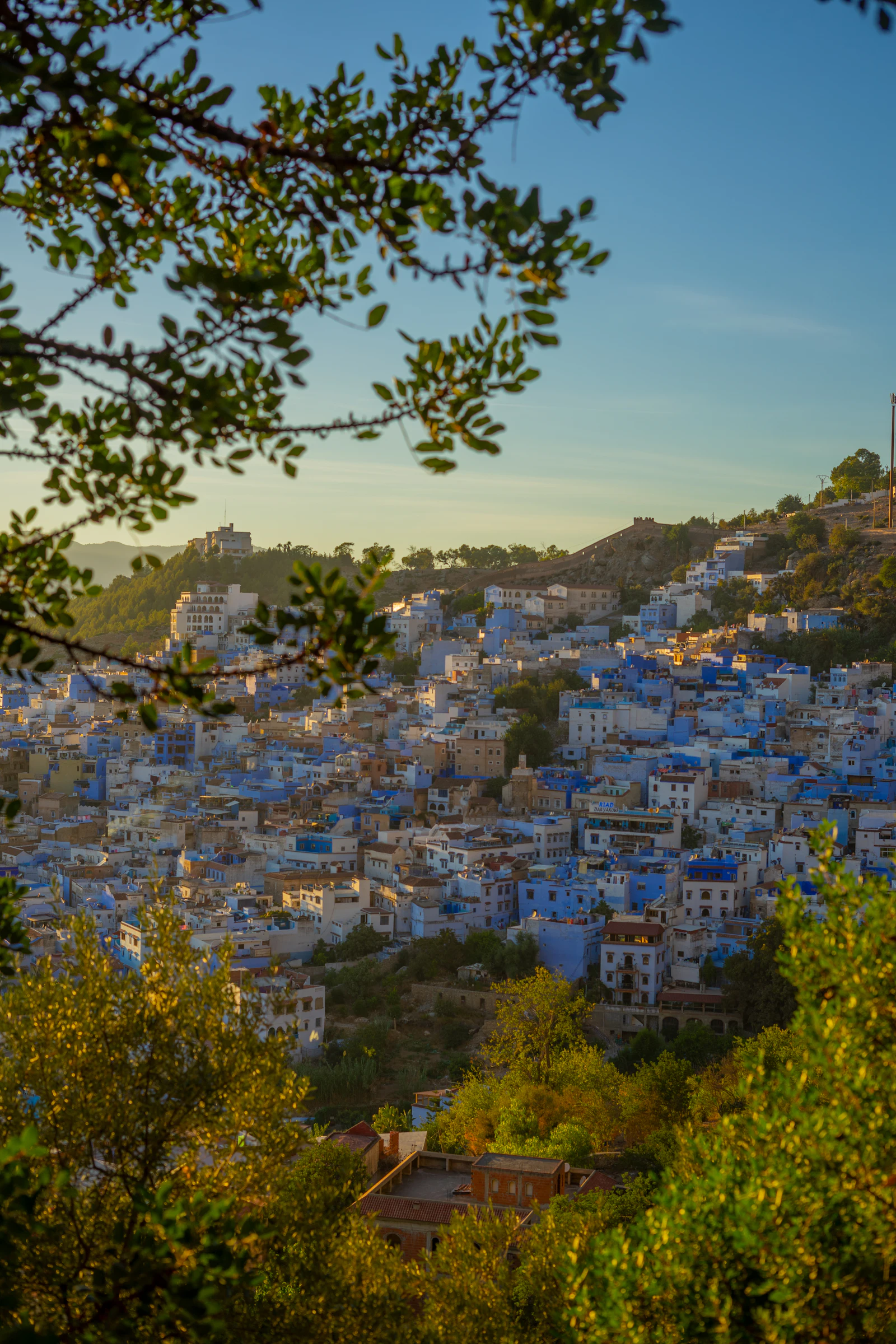 A view over Chefchaouen from a hill