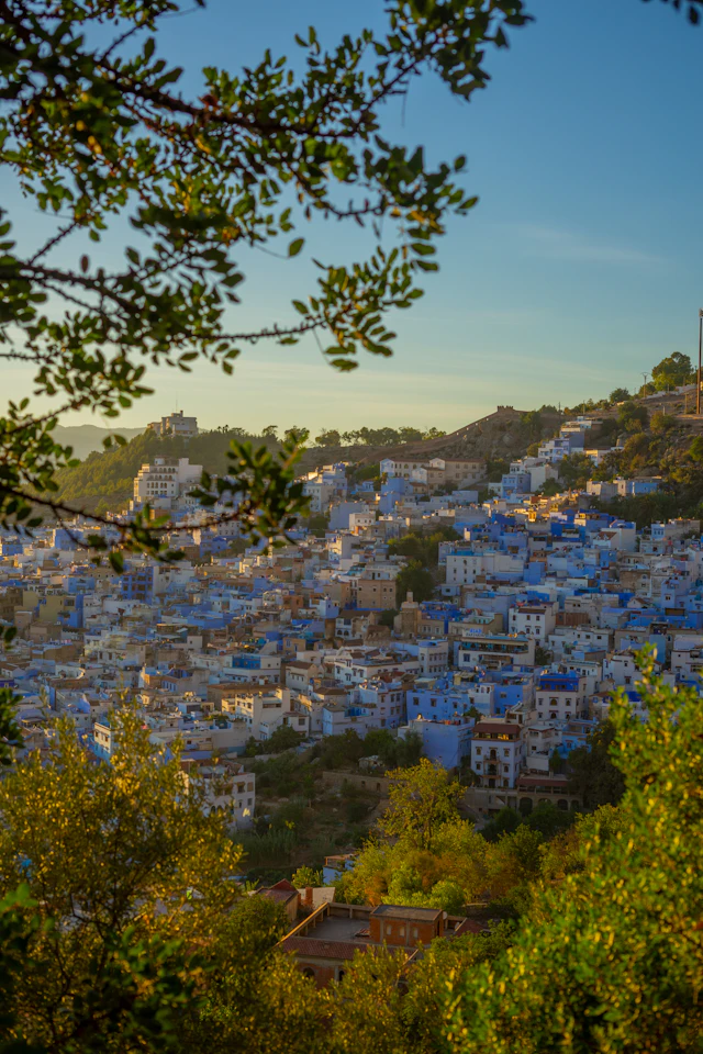 A view over Chefchaouen from a hill