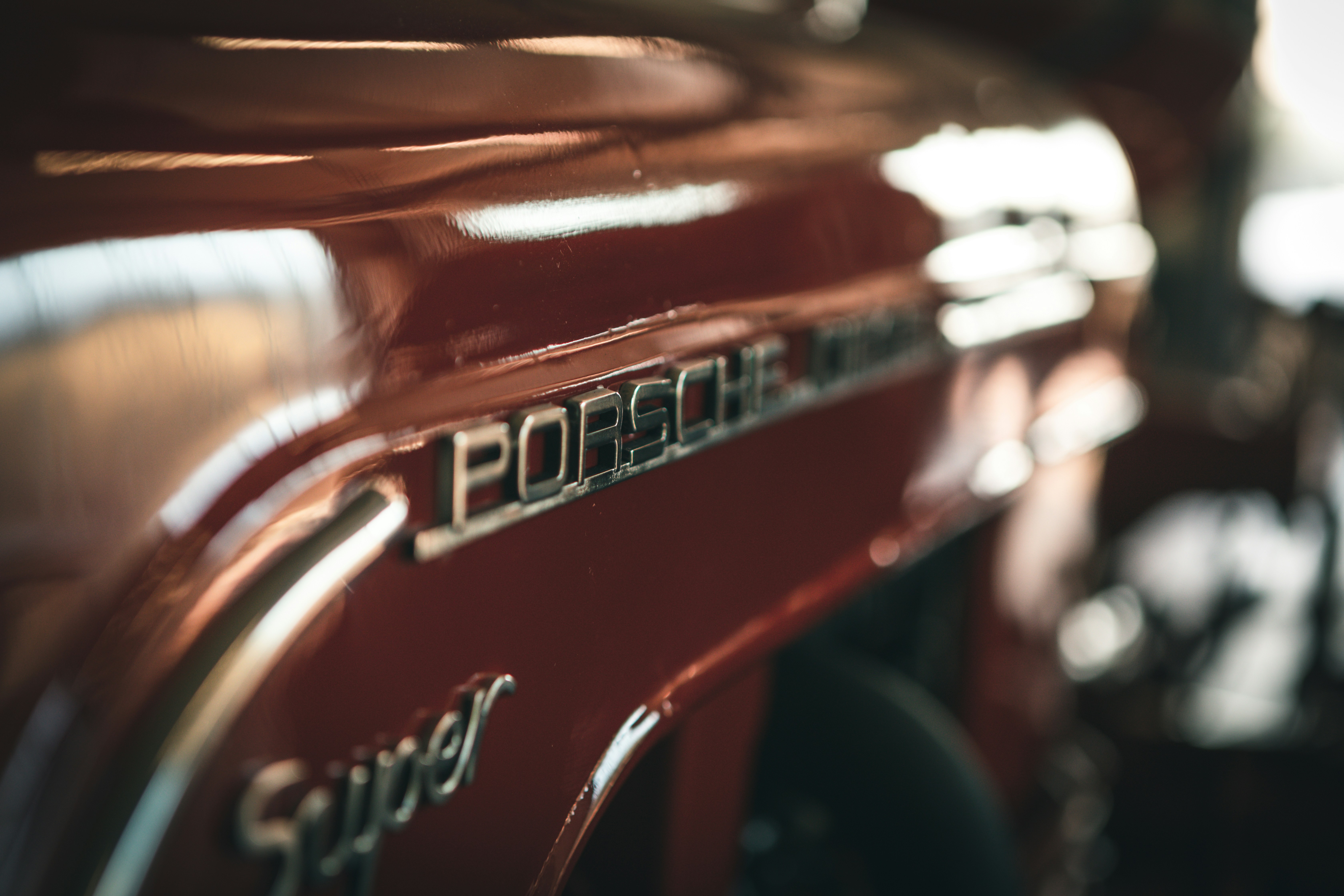 A close up of a red fire engine