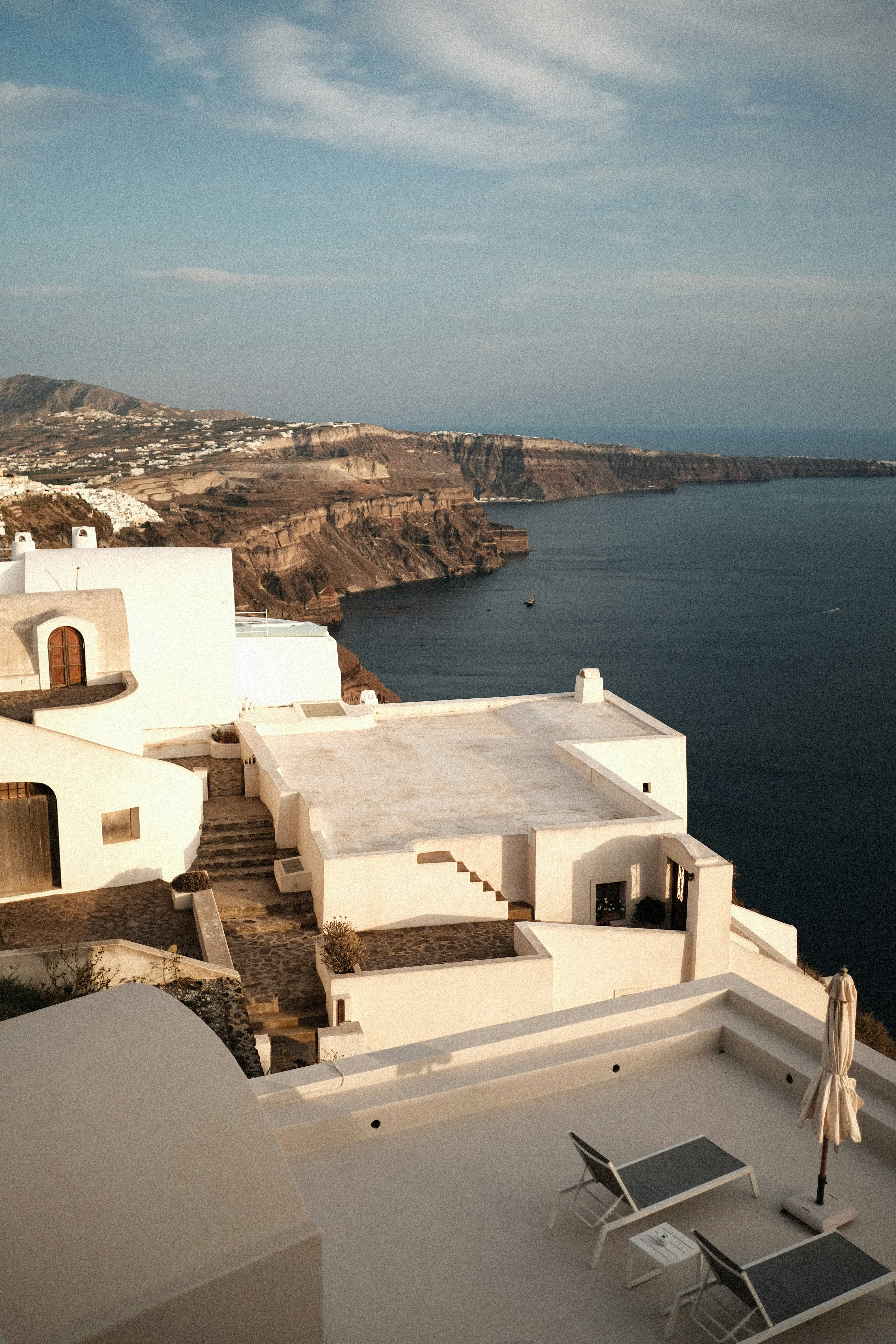 A view of a body of water from a roof