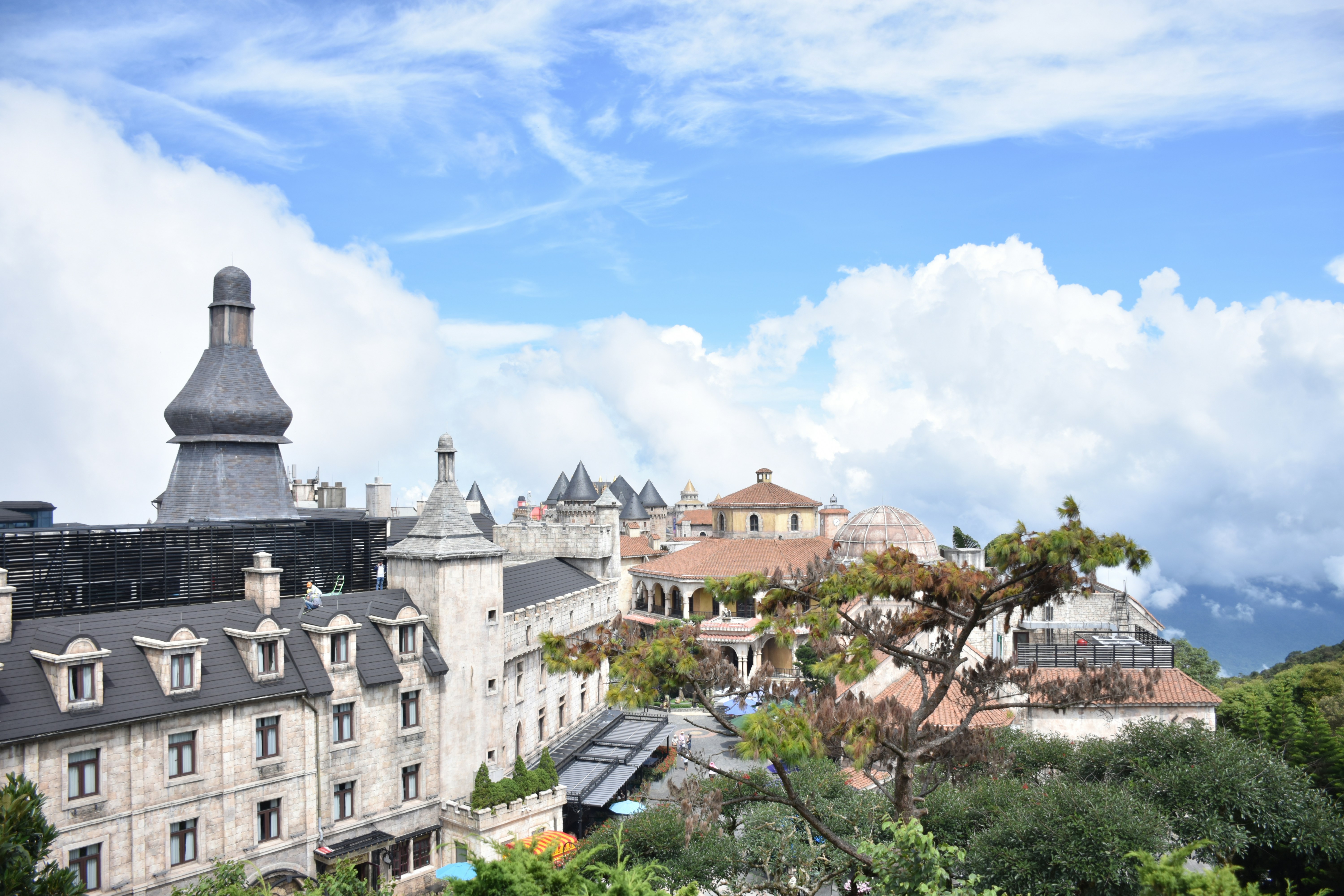 A large building with a tower on top of it