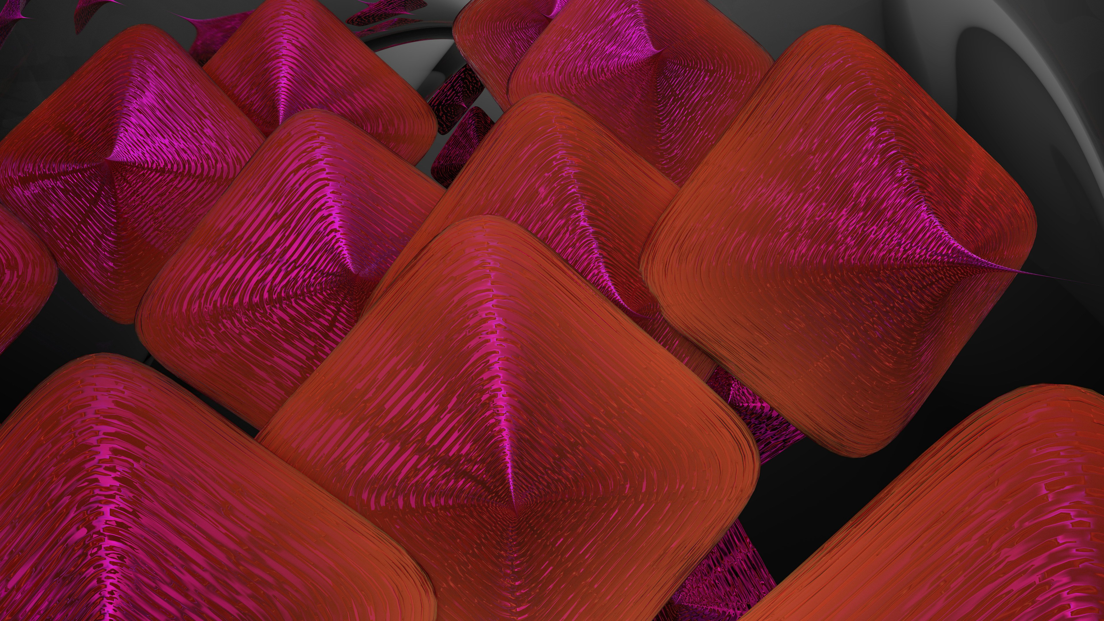 A computer generated image of a bunch of red objects