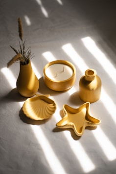 A group of yellow objects sitting on top of a table