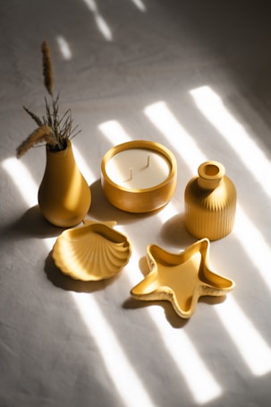 A group of yellow objects sitting on top of a table