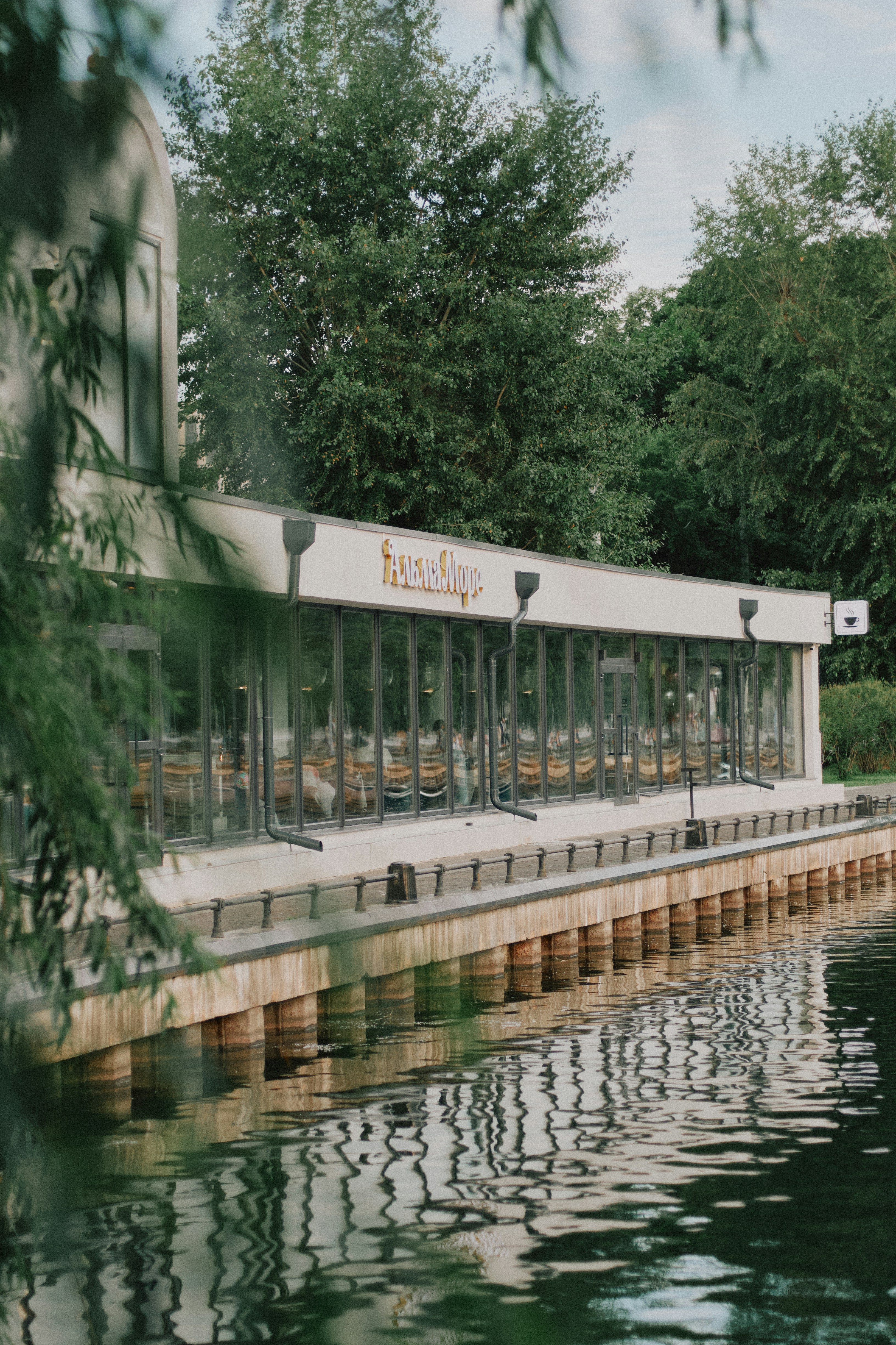 A building sitting next to a body of water