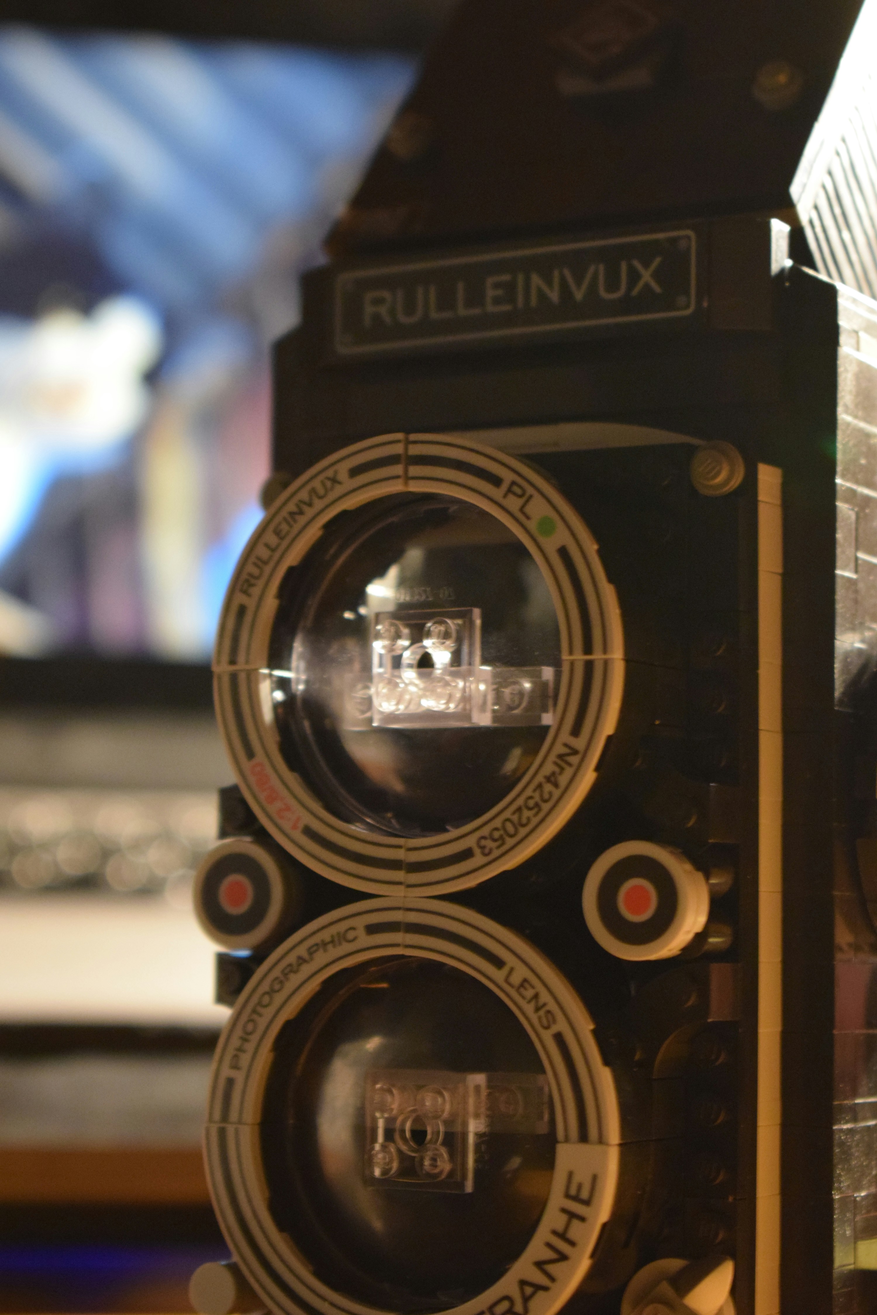 A close up of a camera on a table