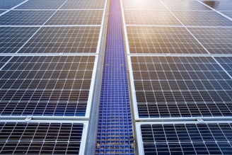 A solar panel with the sun shining through it