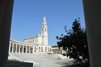 A view of a building through a window