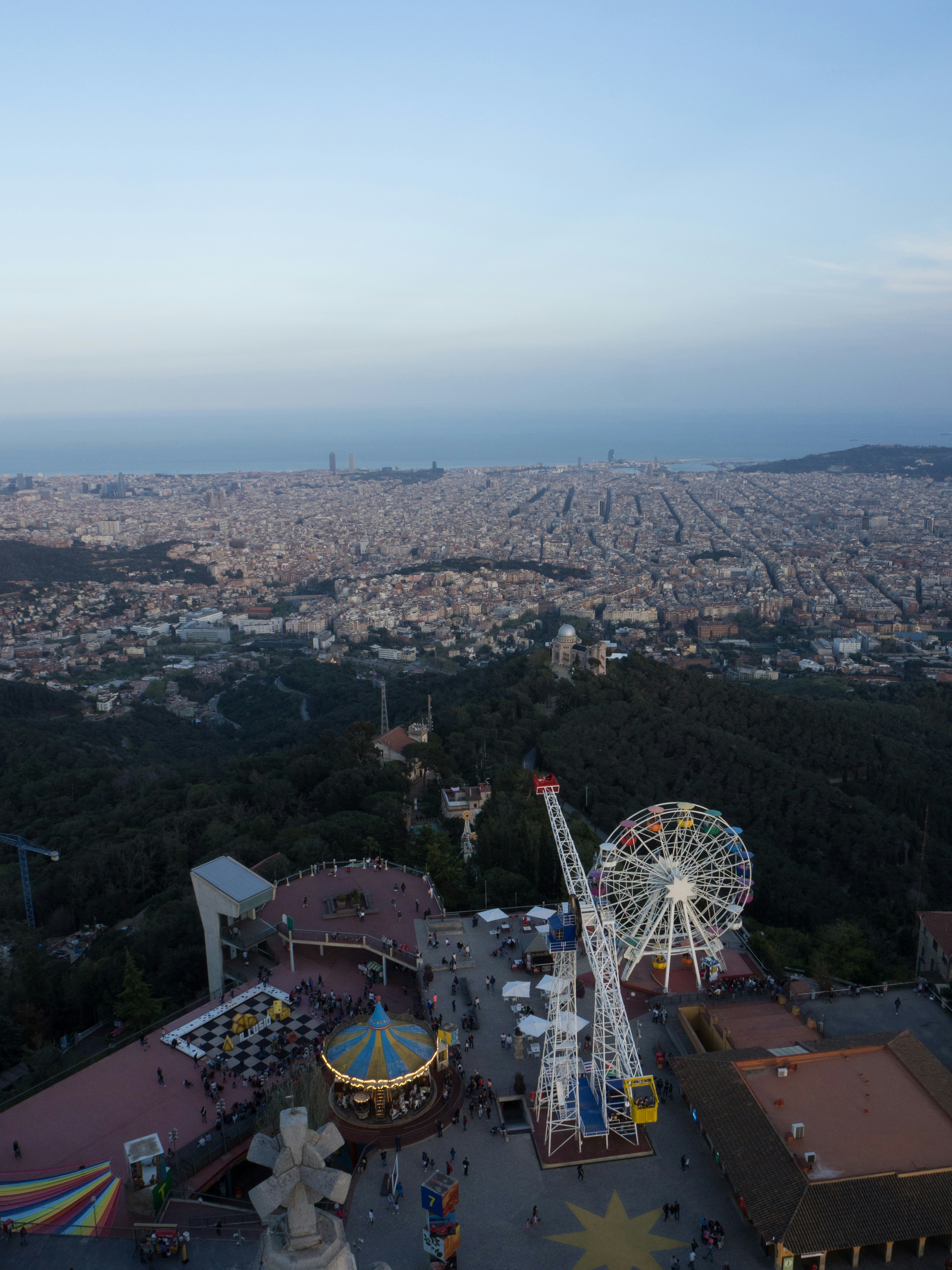 Aerial view of an outdoor park attraction