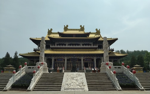A large building with stairs leading up to it