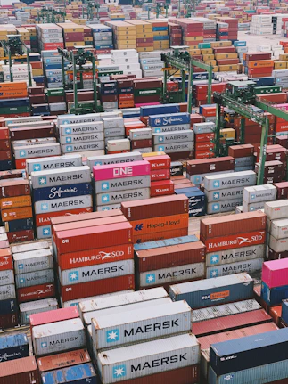 A large amount of shipping containers stacked on top of each other