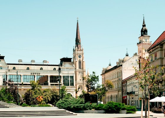 The Name of Mary church above the main street — Novi Sad, Serbia