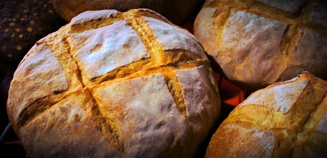 A close up of a loaf of bread