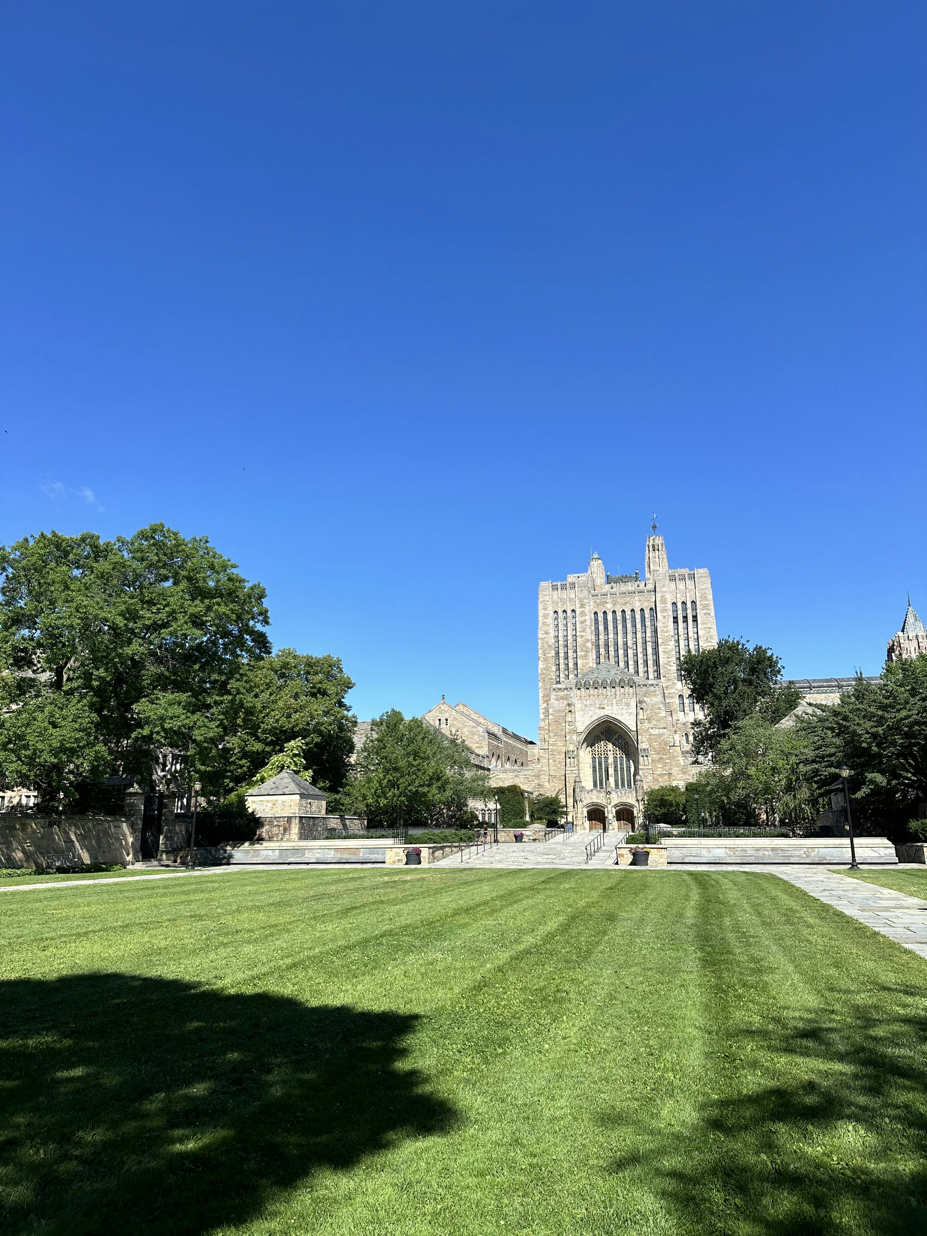 A large building with a lawn in front of it
