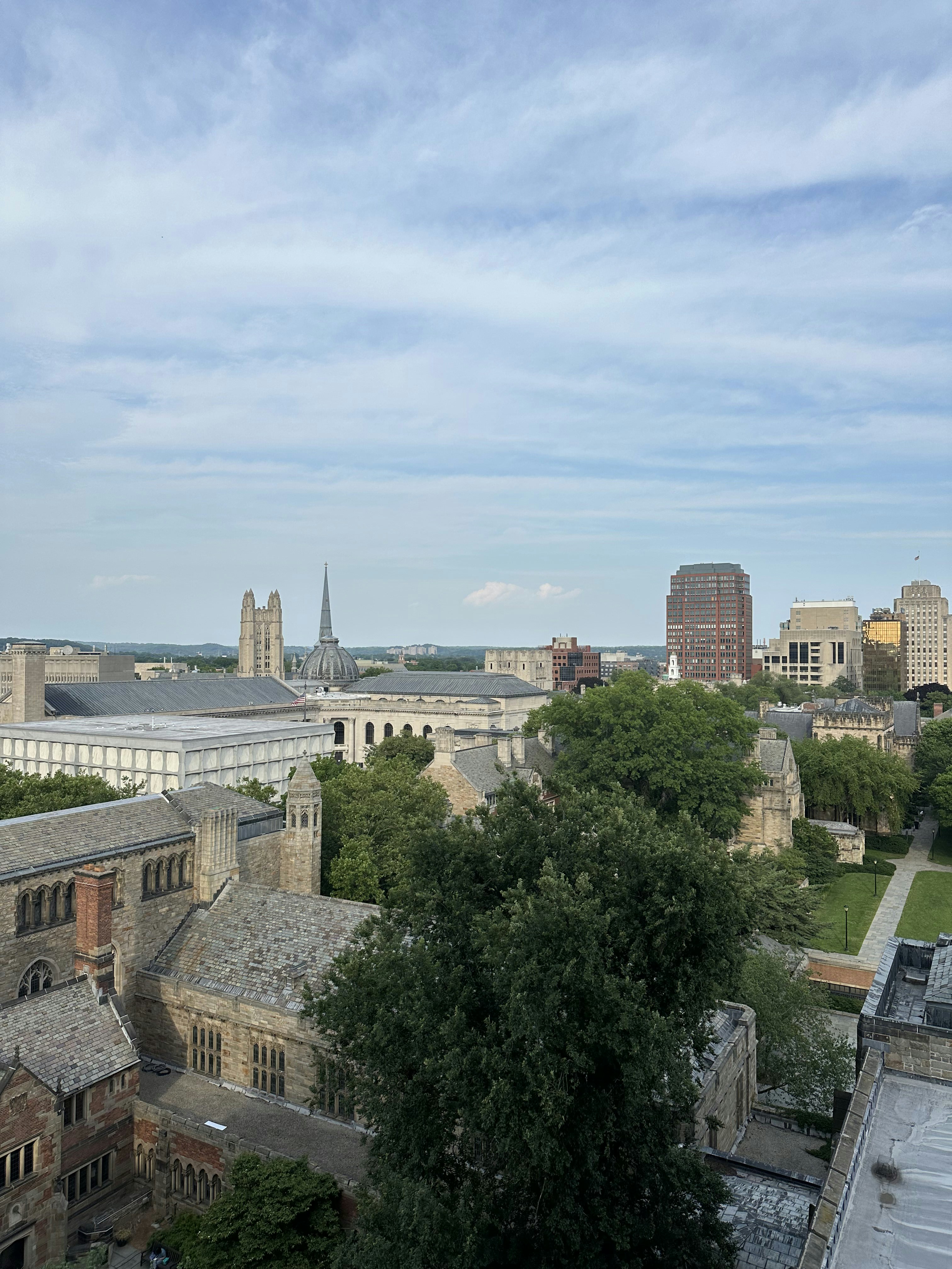 A view of a city from the top of a building