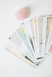 A bunch of cards sitting on top of a table
