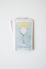 A card with a picture of a glass on it
