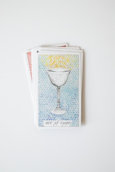 A card with a picture of a glass on it