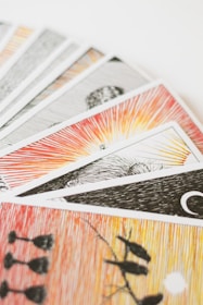 A close up of a number of cards on a table