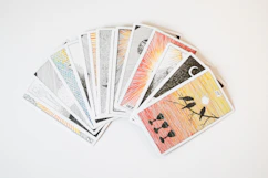 A bunch of cards that are sitting on a table