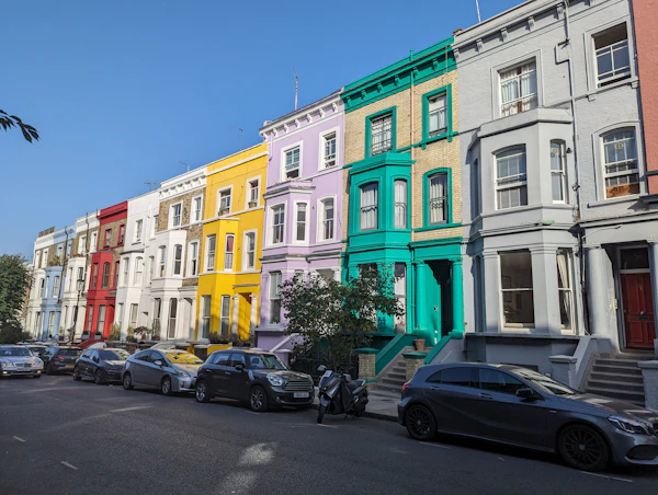Row of period townhouses on a London street