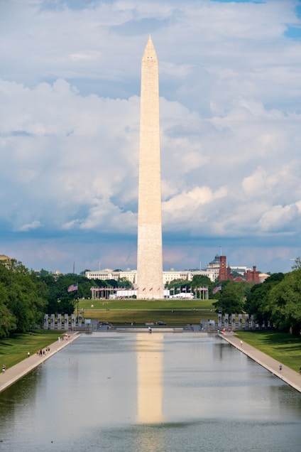 A view of the washington monument from across the river