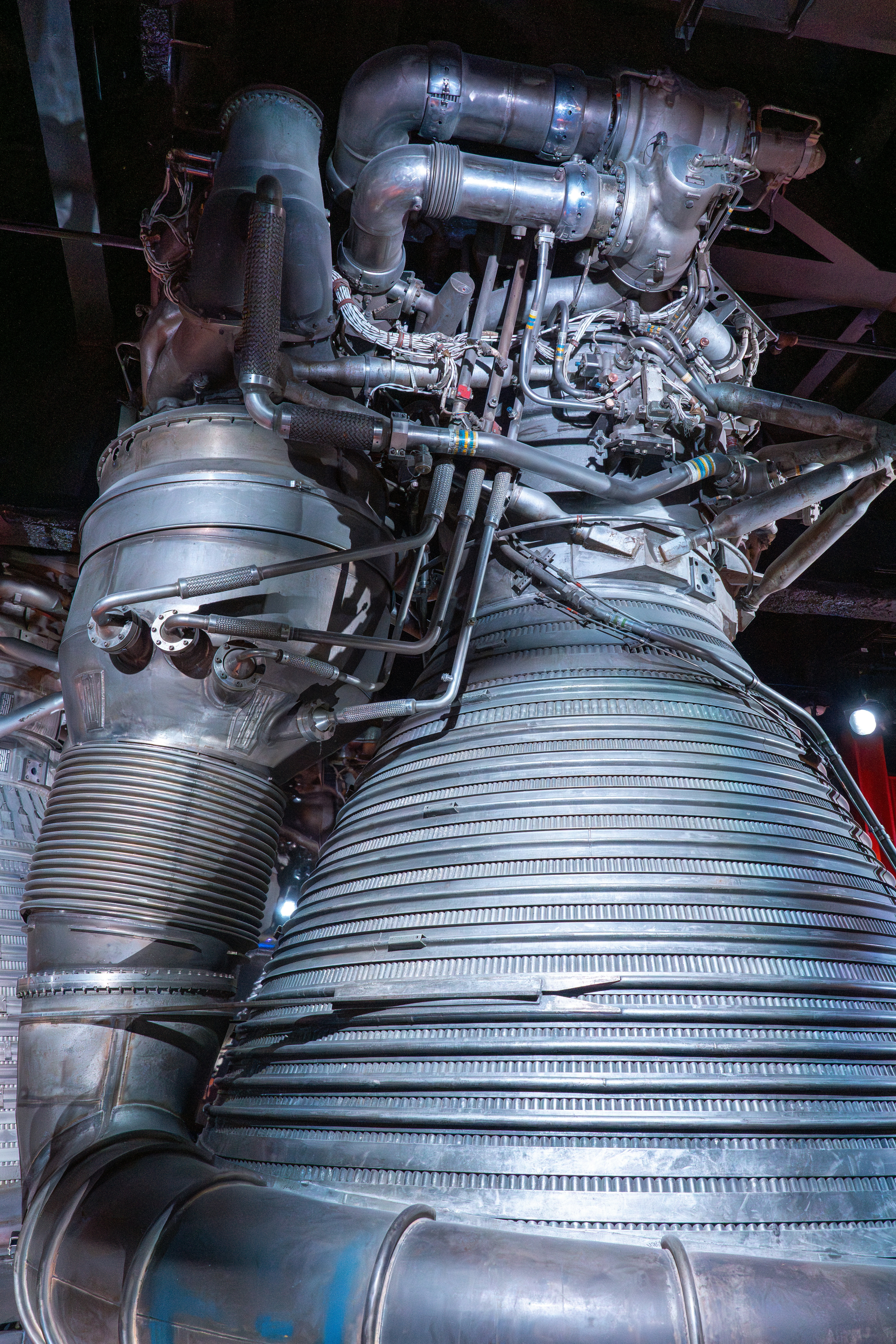 A close up of a large metal object in a building