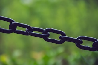 A close up of a chain with a blurry background