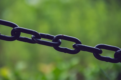 A close up of a chain with a blurry background