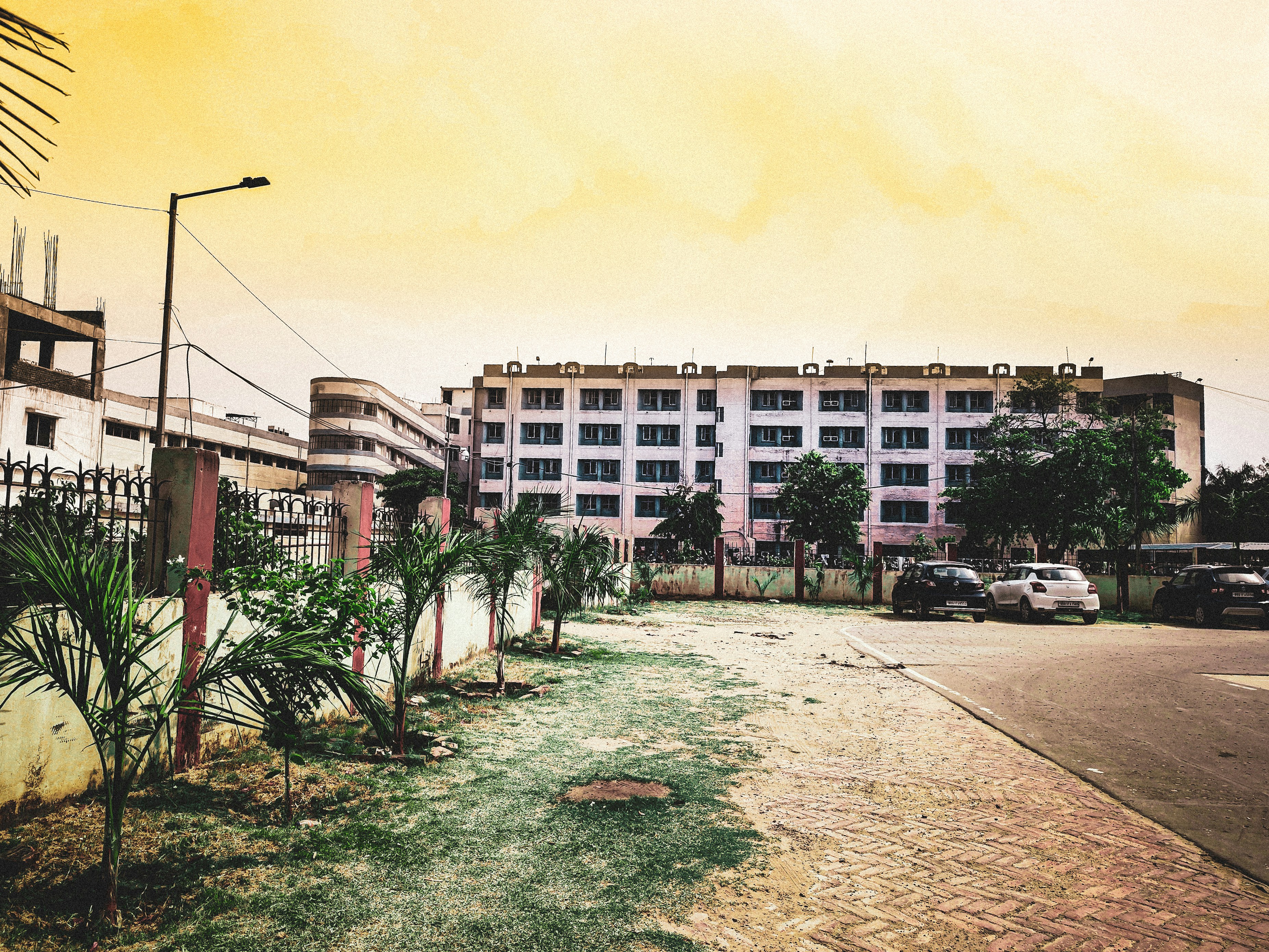 A large building sitting on the side of a road