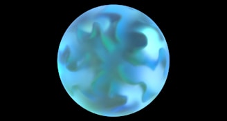 A picture of a blue egg with a black background
